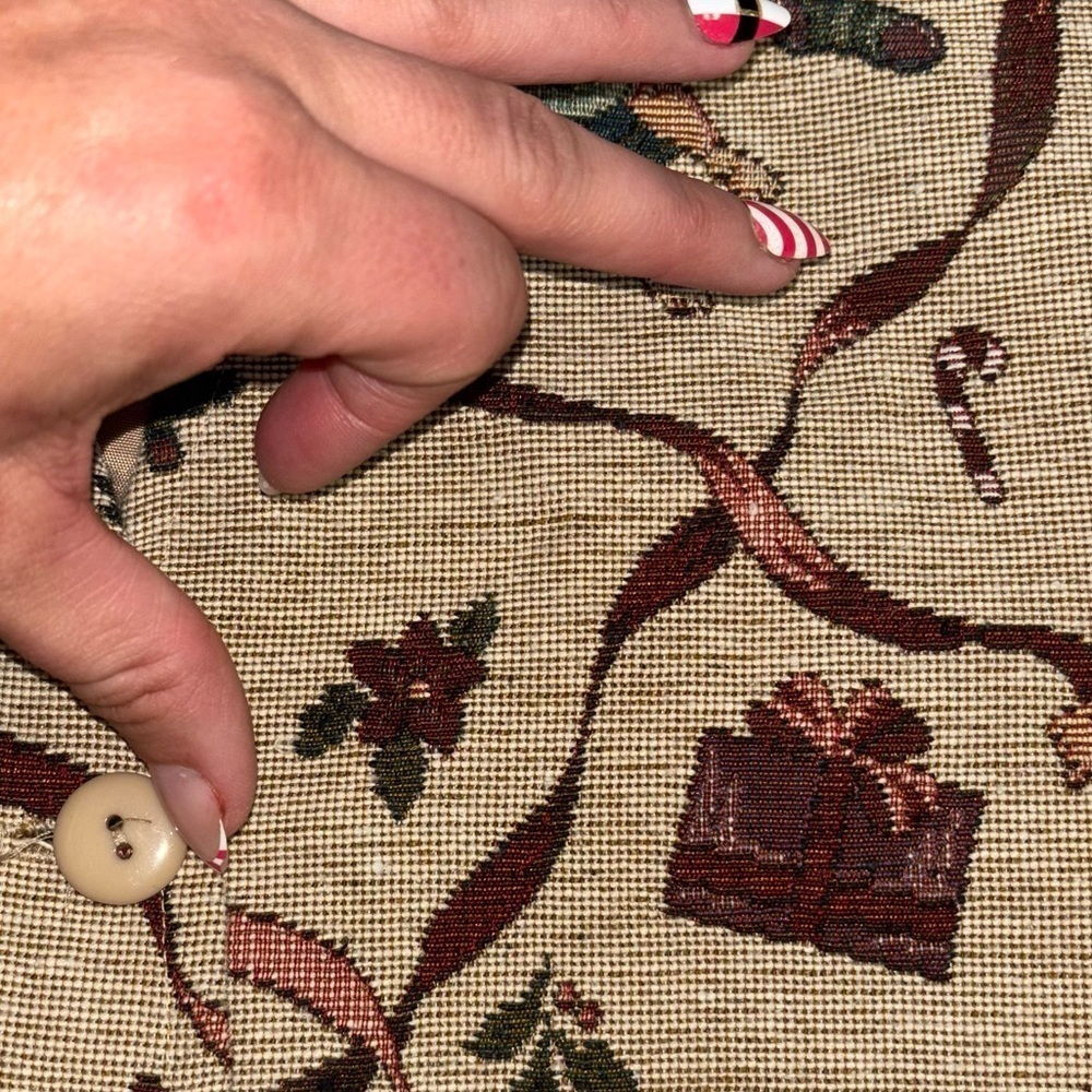 Vintage Facets Cherub Santa Christmas Holiday Vest Tan Women’s M Tree 90’a Y2K - Picture 15 of 15